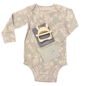 NWT Loulou Lollipop Bodysuit in Fern and Silicone Teething Mitt Size 18-24 Month